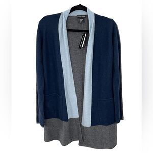 NWT Cashmere Cashmere Color Block Open Front Cardigan‎ Sweater Size SMALL